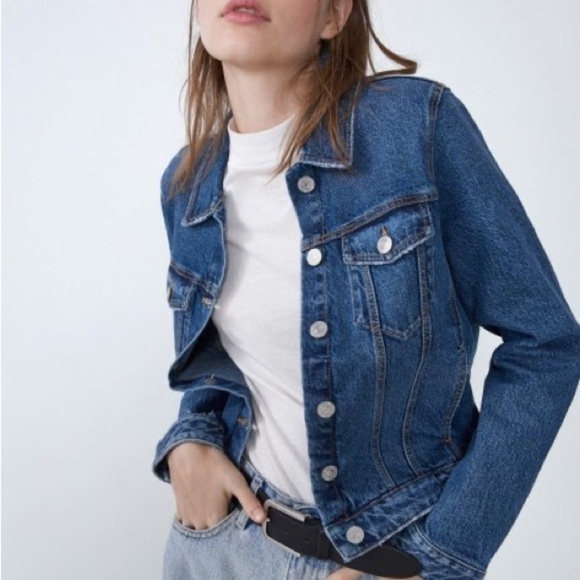 Zara Dark Wash Denim Jean Jacket - Picture 3 of 11